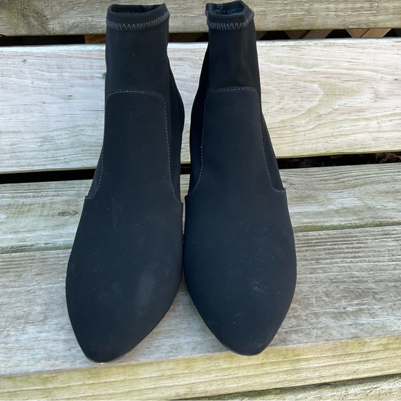 Antonio Melani Fabric Stretch Heels Ankle Booties Black Shoes Size 10 M Suzon - Picture 2 of 14